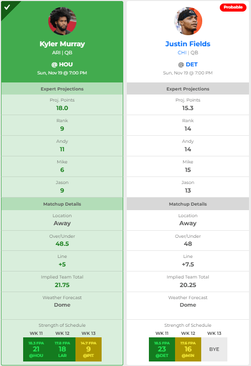 Fields or Murray Week 11? Start Guide for Fantasy Football!