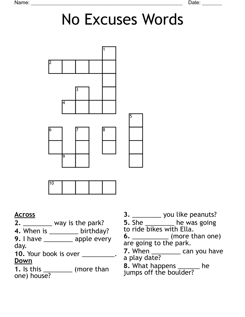 Excuses Crossword: Can You Solve These Tricky Clues?