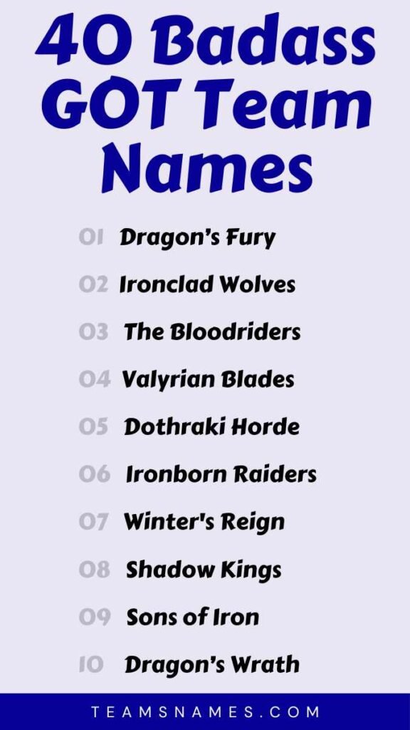 Best Fantasy Football Team Names Game of Thrones Style for You!