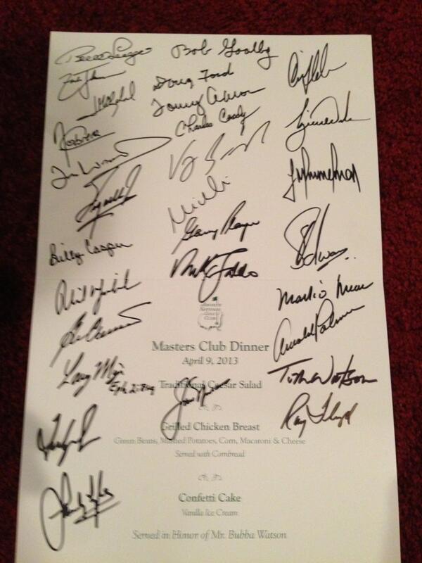 Bubba Watsons Masters Dinner: A Look Back at the 2013 Meal