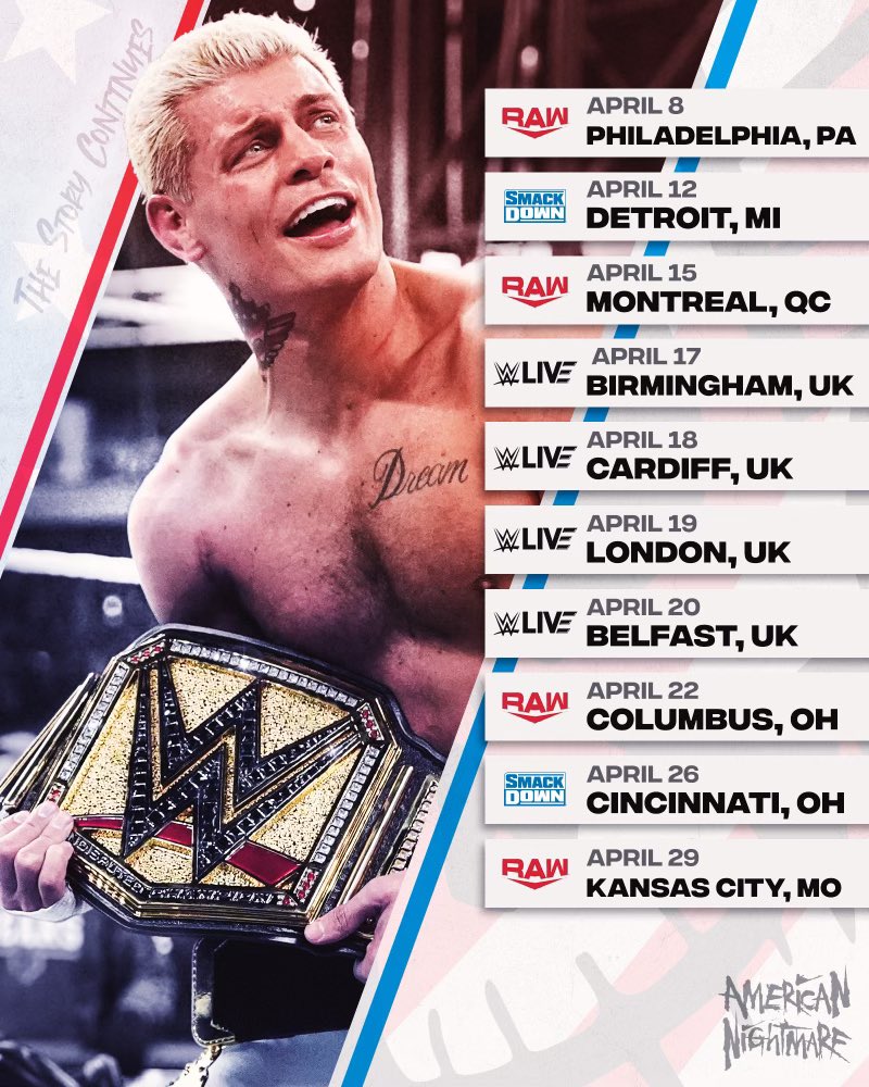 Heres a Full Look at Cody Rhodes April Schedule, Including All His Matches and TV Shows!