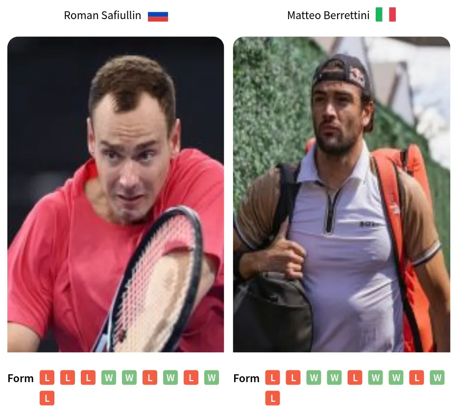 Berrettini Takes On Safiullin: Player stats,game time,and result now.