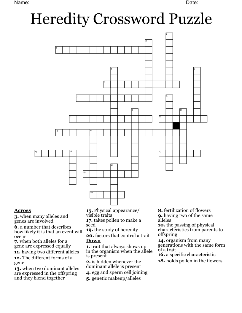 Heredity Crossword Answers: Check Your Genetics Skills!